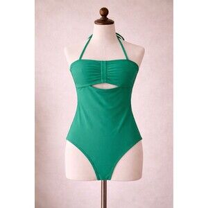 Girls XL 14 Green One Piece Swimsuit Strapless Halter Stretch New